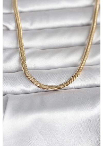 Cm 14k Gold Renk Yassı Yılan Zincir Model 45 Cm Kadın Kolye Renkli 03083125
