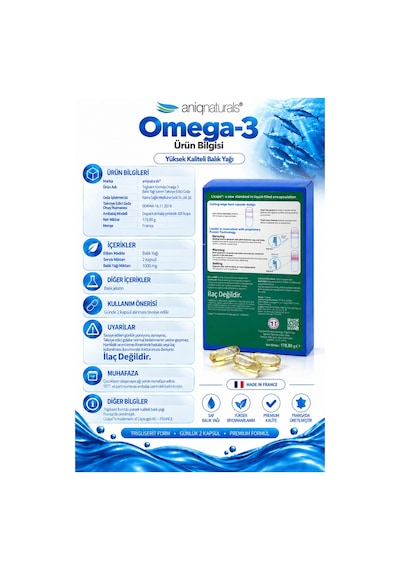 Aniqnaturals Balik Yaği Omega 3 - 300 Licaps - Fransa Dan