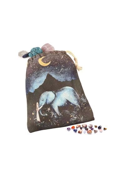 "fil Baskı Tarot Güvertesi Tesbesi - Oracle & Tarot Kartları İçin Drawstring Depolama Çantası" Çok Renkli