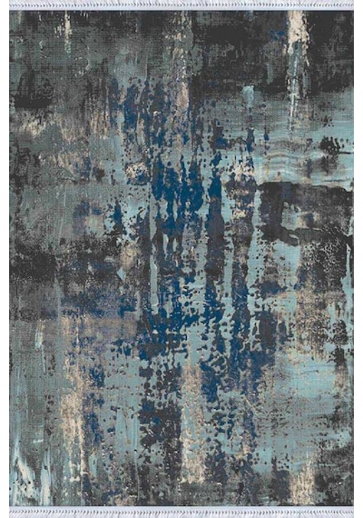 Mavi Spor Desen Dokuma Pamuk Taban Kaymaz Kilim Klm053n11