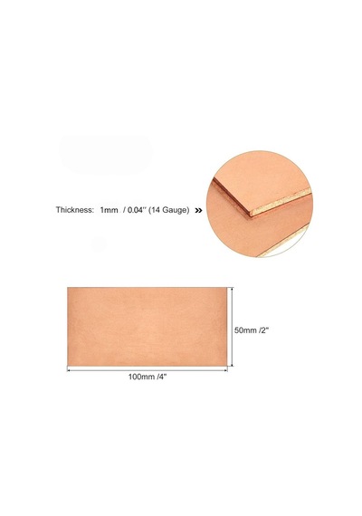 100x50mm Boşluklar Metal Levhalar Dikdörtgen Saf Bakır Levha El Sanatları, Elektrik Onarımları, Endüstri 1mm