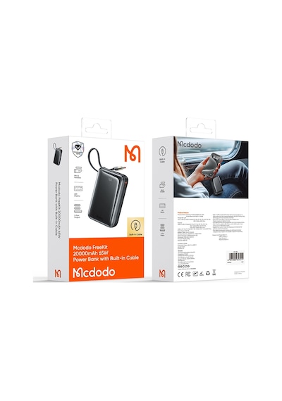 Mcdodo Mc-6370 20000mah 65w Dahili Kablolu Powerbank Siyah