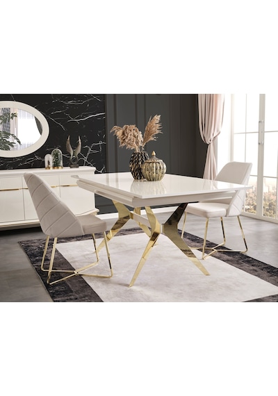 Angel Açılır Yemek Masası + 6 Adet Sandalye Beyaz