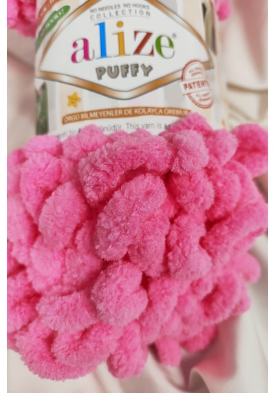 Puffy Canlı Pembe El Örgü İpi 100gr. 9mt. 5'li Paket - Renk: 377