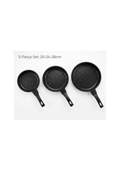 Hazarbeyli Opal Granit Döküm Tava Seti Siyah 20-24-28 Cm Diğer