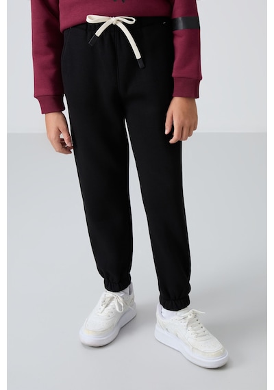 Tommylife Tommy Life Siyah Pamuklu Kalın İçi Tüylü Yumuşak Dokulu Standart Fit Baskılı Erkek Çocuk Eşofman Alt - 11225 Siyah