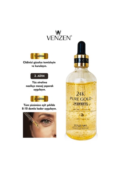 24k Altın Serum Nemlendirici Yüz Serumu Mucizevi Onarıcı Cilt Bakım Serumu 100ml