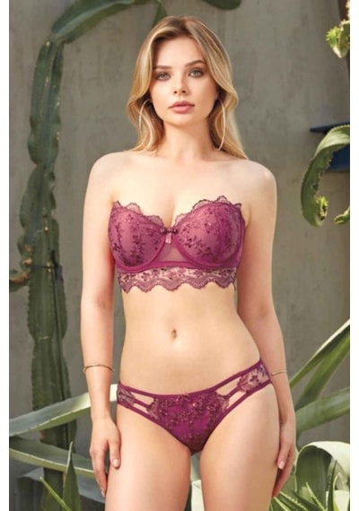 Lenaca Sütyen Takım 4584 Bordo