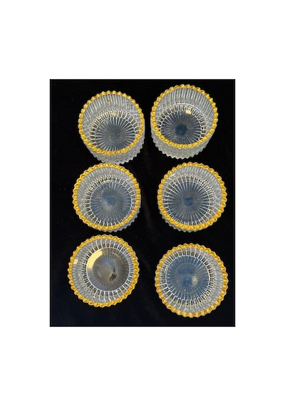 6 Adet Mini Kristal Cam Yaldızlı Lokumluk Sosluk Tuzluk Beyaz