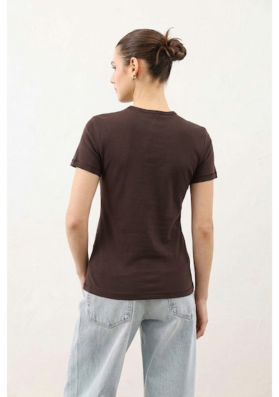 Antioch Kadın Basic T-shirt Kahve