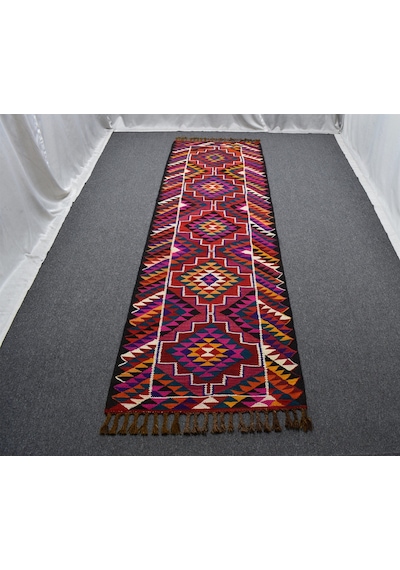 Zehra Abla Halı Yeni El Dokuma Görkemli Otantik Herki Yolluk Yün Kilim 7118 Çok Renkli