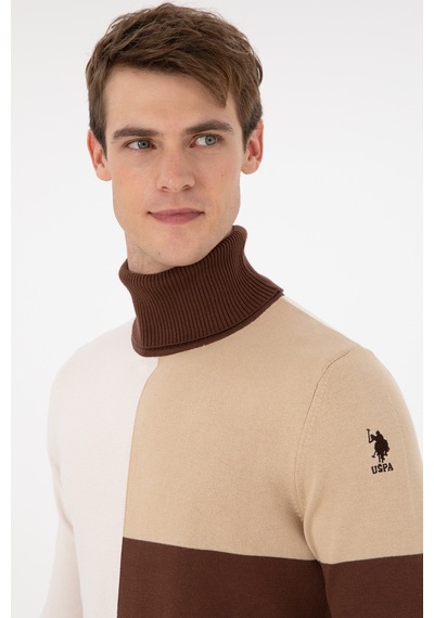 U.S. Polo Assn. Erkek Slim Fit Balıkçı Yaka Kum Kazak 50297057-VR085