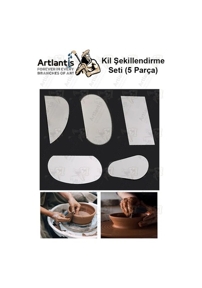 Metal Sistre Çeki Tarağı 5 Li 1 Paket Çömlek Kil Polimer Çelik Kazıyıcı Şekillendirme Seti Paslanmaz