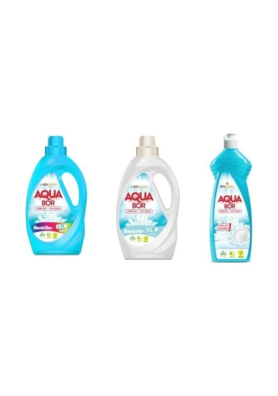 Aquabor Doğal Mineralli Sıvı Renkliler + Sıvı Beyaz + Elde Bulaşık 3 Lü Set
