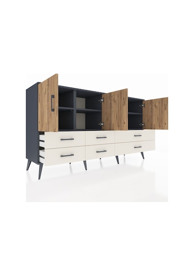 Hyperion Konsol 6 Raflı 6 Çekmeceli 4 Kapaklı 176x44x99 Antrasit- Antrasit-çam/aytaşı Hyperion Konsol 6 Raflı 6 Çekmeceli 4 Kapaklı 176x44x99 Antrasit- Antrasit-çam/aytaşı