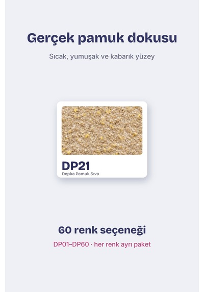 Depka Pamuk Sıva Dp21 2 Kg 7-8 M² İpek Sıva Alternatifi Isı Ve Ses Yalıtımlı Dekoratif Sıva
