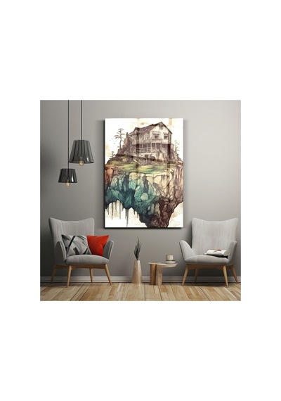 Yüzen Ada Ev Cam Tablo Konsept Sanat Duvar Dekoru Modern Ev Ve Ofis Dekorasyonu