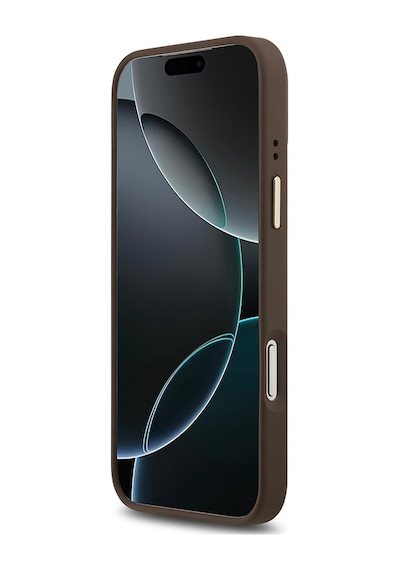 Apple Uyumlu iPhone 17 Pro Max Kılıf Guess Lisanslı M-safeli 4g Desenli Pu Metal Plaka Klasik Logolu Kahverengi Kahverengi