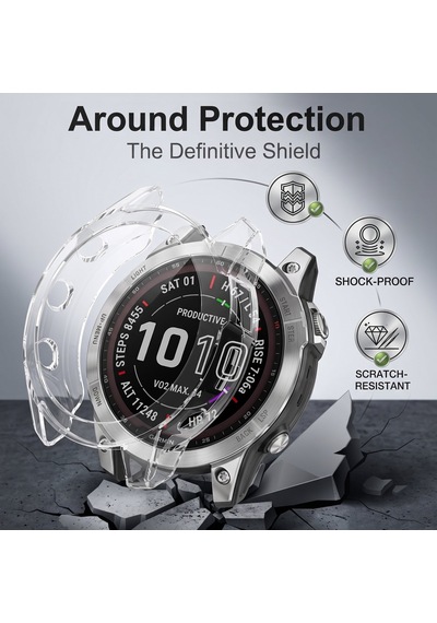 Caseonn Garmin Fenix 7 Solar Kılıf Darbeye Dayanıklı Kasa Koruyucu Esnek Silikon Füme