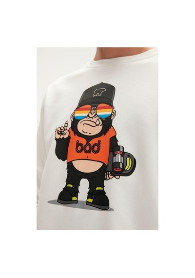 Bad Bear Funky Crewneck Erkek Beyaz Sweatshirt 23.02.12.014-c04 Siyah