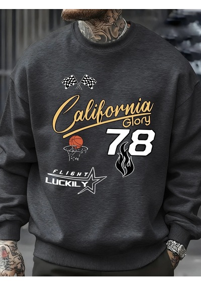 Startmore Tarzsokak California Glory Basketbol Numarası 78 Desen Kazak Erkekler Sokak Rahat Spor Gömlek Sonbahar Antrasit