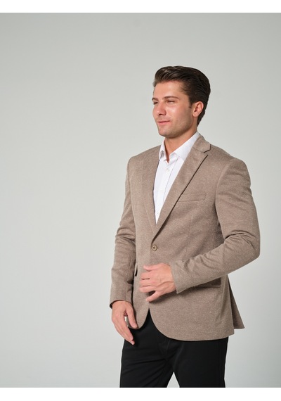 Bonesti Erkek Slim Fit Blazer Ceket Bej Kırçıllı