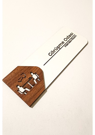 Görüşme Odası Kapı Tabelası Mdf Ofis Yönlendirme Levhası 19x7 Cm