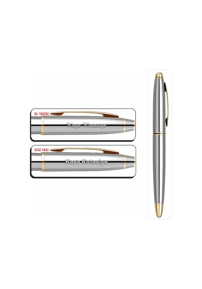 Scrikss Isminize Özel 35 Gold Krom Tükenmez+Dolma Kalem Set