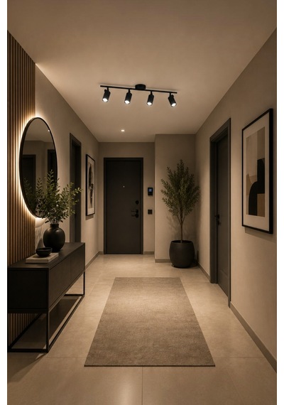 Spoty 4'lü Siyah Renkli Gün Işığı Modern Tasarım Salon - Mutfak - Banyo Spot Sıralı Avize