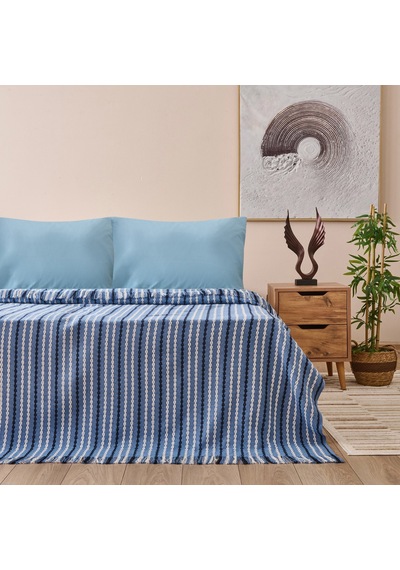 Soft Nautis Çift Kişilik Pike - Mavi - 200x220 Cm Renkli