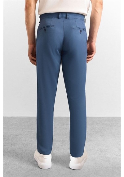 Süvari Saks Mavi Slim Düz Düz Normal Bel Casual Pantolon Spn2020500007-m05