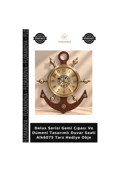 Delux Serisi Gemi Çıpası Ve Dümeni Tasarımlı Duvar Saati Alk6075 Tarz Hediye Obje Diğer