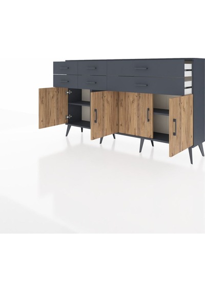 Arges Konsol 3 Raflı 6 Çekmeceli 4 Kapaklı 176x30x99 Antrasit-çam/antrasit Atlas Çam/antrasıt - Antrasıt Arges Konsol 3 Raflı 6 Çekmeceli 4 Kapaklı 176x30x99 Antrasit-çam/antrasit Atlas Çam/antrasıt - Antrasıt