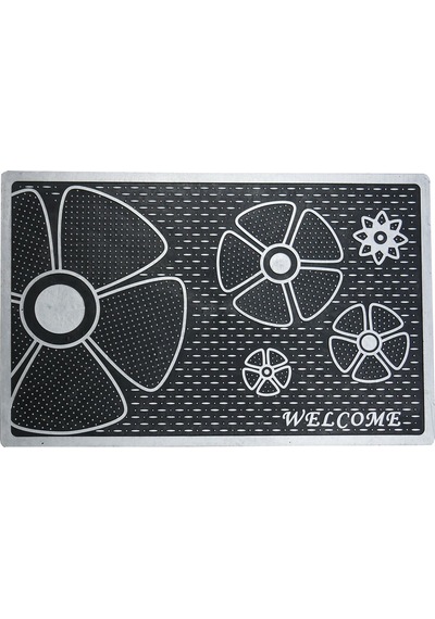 Welcome Yazılı Çiçek Desenli Kauçuk Kapı Önü Paspası (507916852)