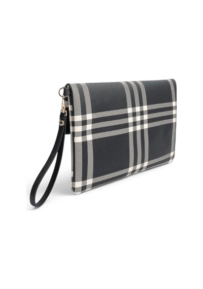 Silver Polo Siyah - Siyah Çizgili Ekose Kadın Portföy Ve Clutch El Çantası Sp1134