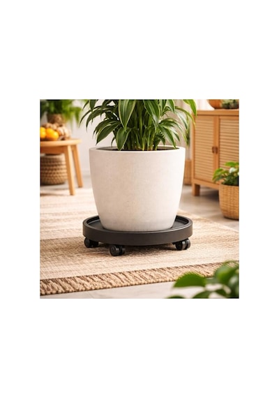 Dayanıklı Plastik Tekerlekli Saksı, 35 Cm, Kolay Taşıma