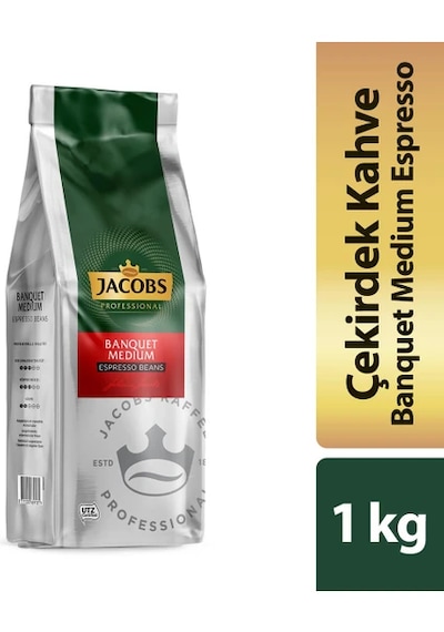 Jacobs Banquet Medium Çekirdek Kahve 1kg Espresso Beans Çekirdek Kahve 12'li