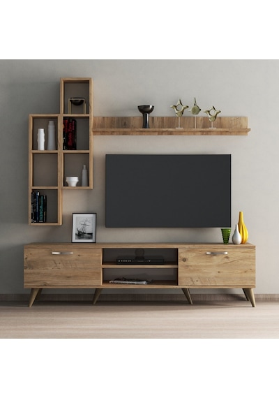 Mega 180 Lik Kitaplıklı Raflı Tv Ünitesi Çam - Tvu0302 Mega 180 Lik Kitaplıklı Raflı Tv Ünitesi Çam - Tvu0302