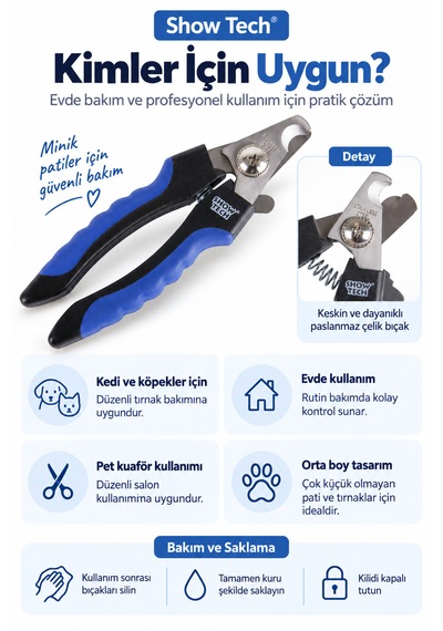 Showtech Comfort Kedi Köpek Tırnak Makası Orta Boy - Kediler Ve Küçük Ve Orta Irk Köpekler İçin