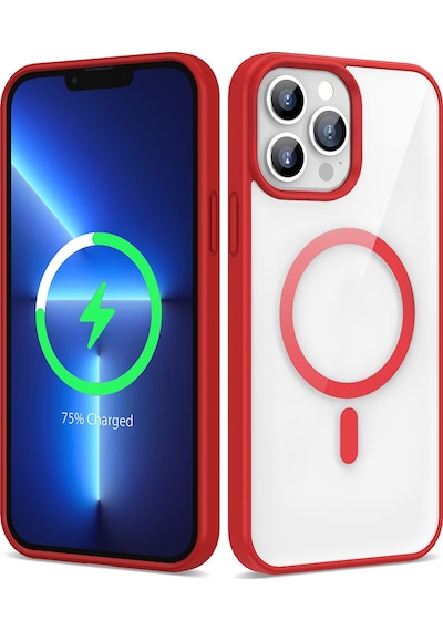 Zore Apple Uyumlu iPhone 13 Pro Kılıf Magsafe Wireless Şarj Özellikli Silikon Ege Kapak - Kırm Kirmizi