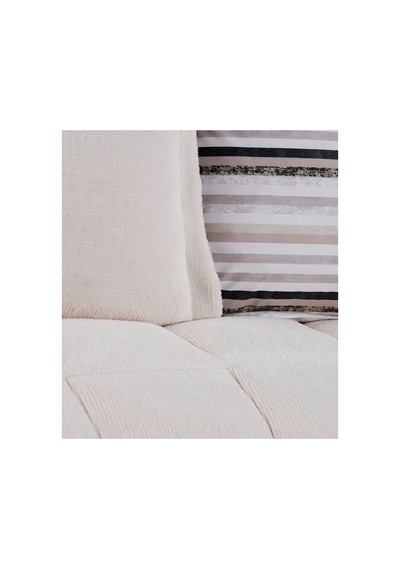 Çift Kişilik Uyku Seti Sherpa Comforter Krem