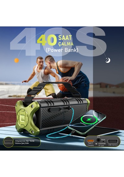W-kıng D8-1 Bluetooth Hoparlör, 90w Ultra Bass Boombox, 40 Saat Çalma Süresi, Ipx6 Suya Dayanıklı, K
