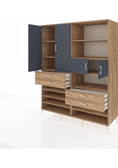 Kronos Gardrop 11 Raflı 4 Çekmeceli 4 Kapaklı 176x59x221 Çam-antrasit/çam Antrasit/çam Kronos Gardrop 11 Raflı 4 Çekmeceli 4 Kapaklı 176x59x221 Çam-antrasit/çam Antrasit/çam