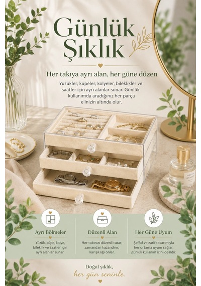 Yüzük Kolye Bileklik Saat İçin Çekmeceli Kadife Takı Organizer Kutusu Çok Renkli