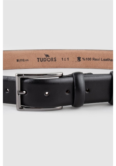 Tudors Erkek %100 Hakiki Deri 3,5 Cm Klasik Siyah Kemer-23762 Siyah