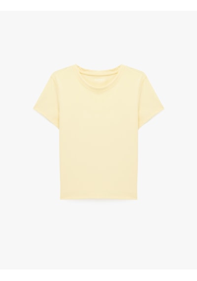 Koton Slim Fit Kısa Kollu Bisiklet Yaka Spor Tişört Sarı 6sak10209nk