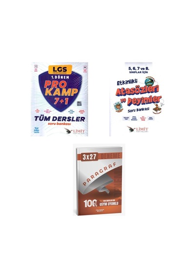 2027 2027 8. Sınıf/lgs Limit Prokamp Tüm Dersler Soru + Etkinlikli Atasözleri Ve Deyimler Soru + Ankapade 3'lü Set