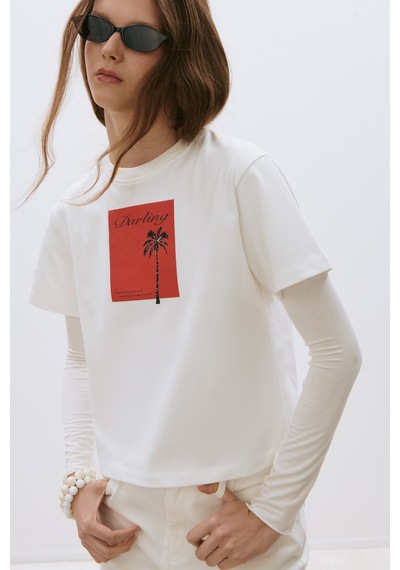 Suud Collection Ekru Darling Basic Tişört