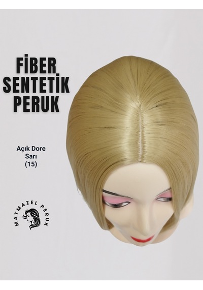 Kısa Küt Peruk Fiber Sentetik Dore Sarı No-15