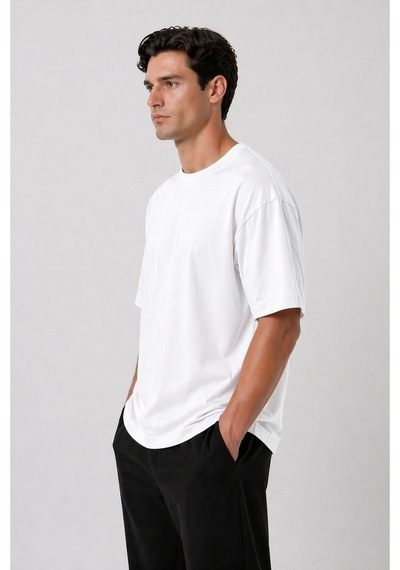 Parshey Oversize Premium Tişört 20/1 Kalın Kumaş, Unisex Street Fit Beyaz